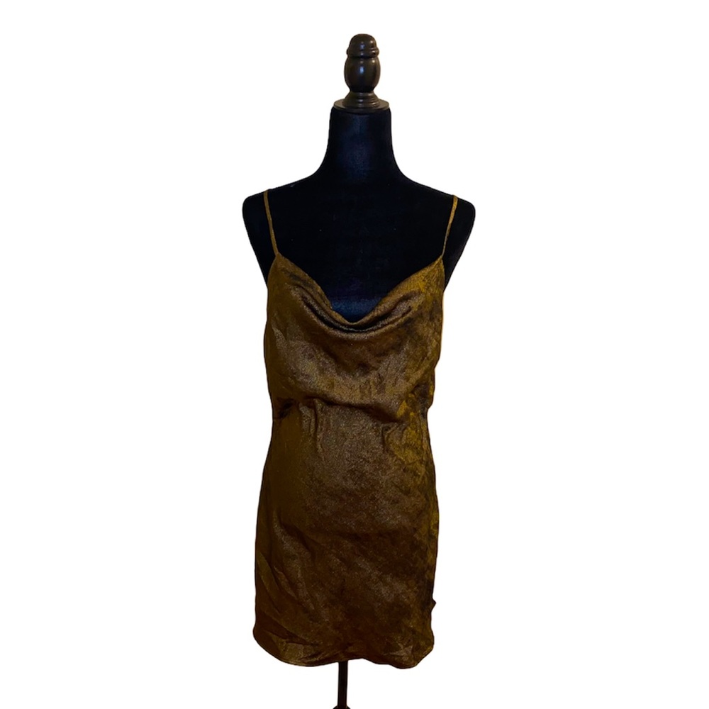 Forever21 metallic gold slip dress NWT